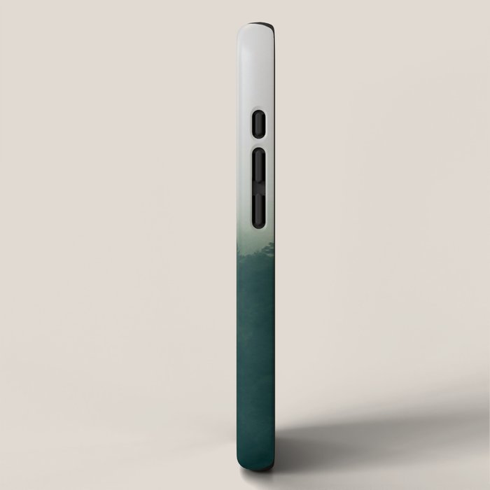 Green Pine Trees Misty Foggy Forest Green Ombre Gradient Minimalist Landscape iPhone Case Gallery Image 2