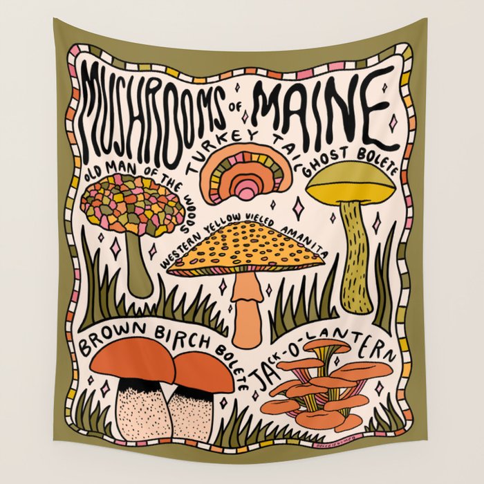 Mushrooms of Maine Wall Tapestry Gallery Image 4