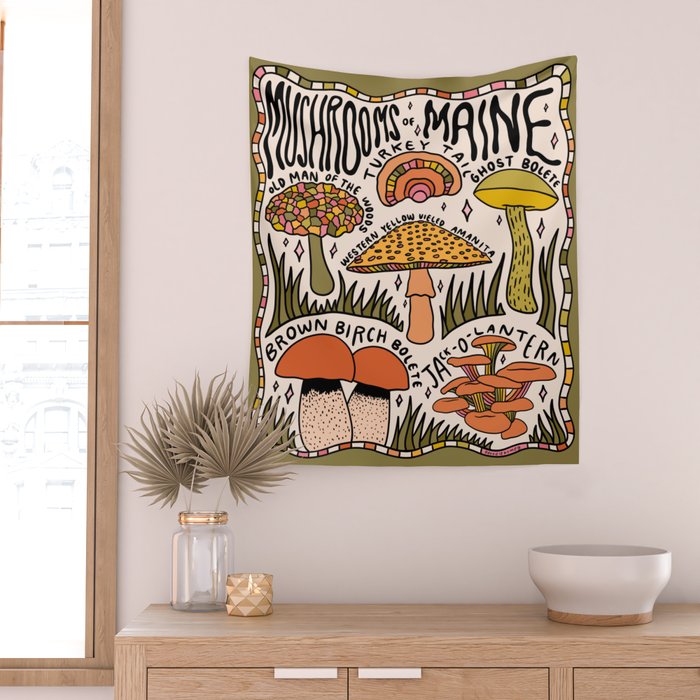 Mushrooms of Maine Wall Tapestry Gallery Image 2
