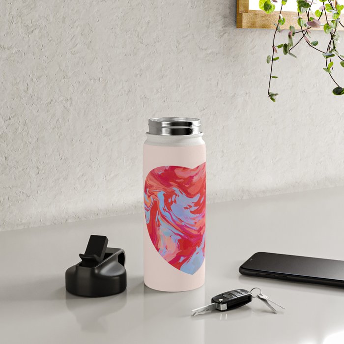 Heart and love retro psychedelic, valentine's day Water Bottle Gallery Image 5