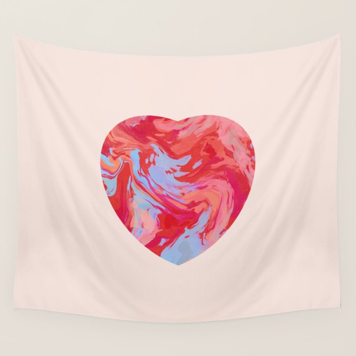 Heart and love retro psychedelic, valentine's day Wall Tapestry Gallery Image 4