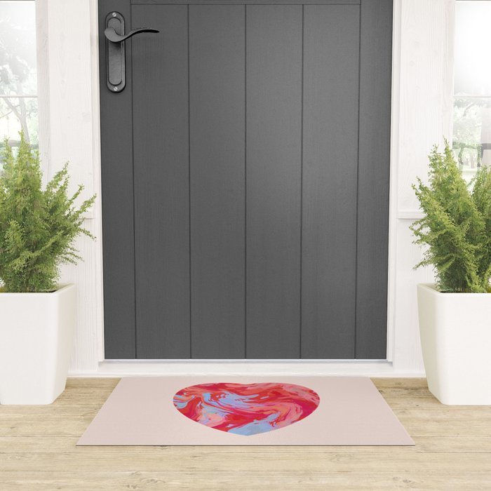 Heart and love retro psychedelic, valentine's day Welcome Mat Gallery Image 3