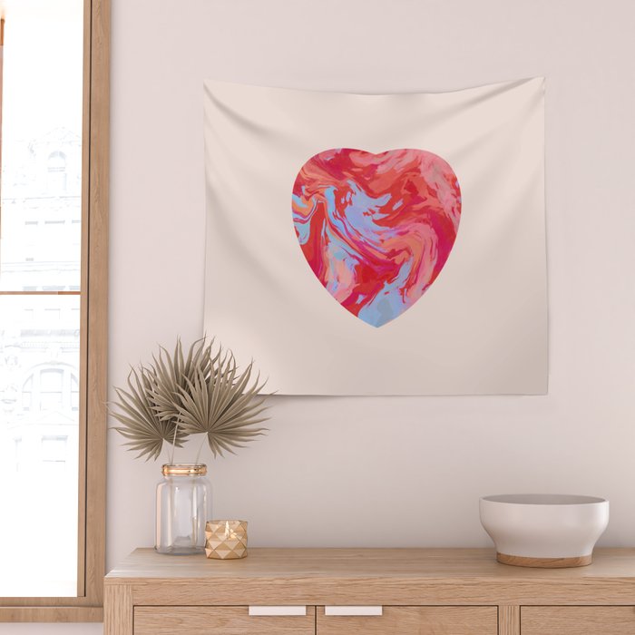 Heart and love retro psychedelic, valentine's day Wall Tapestry Gallery Image 2