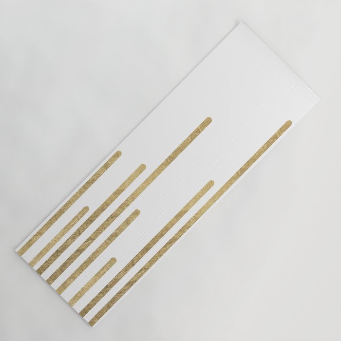 Abstract minimalist white gold geometrical lines Yoga Mat Gallery Image 1