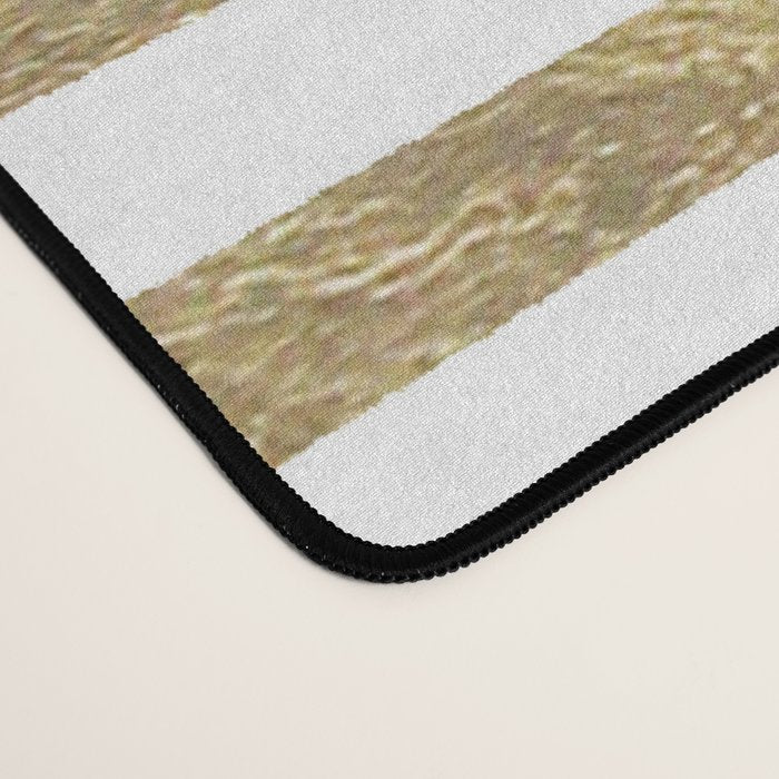 Abstract minimalist white gold geometrical lines Desk Mat Gallery Image 4