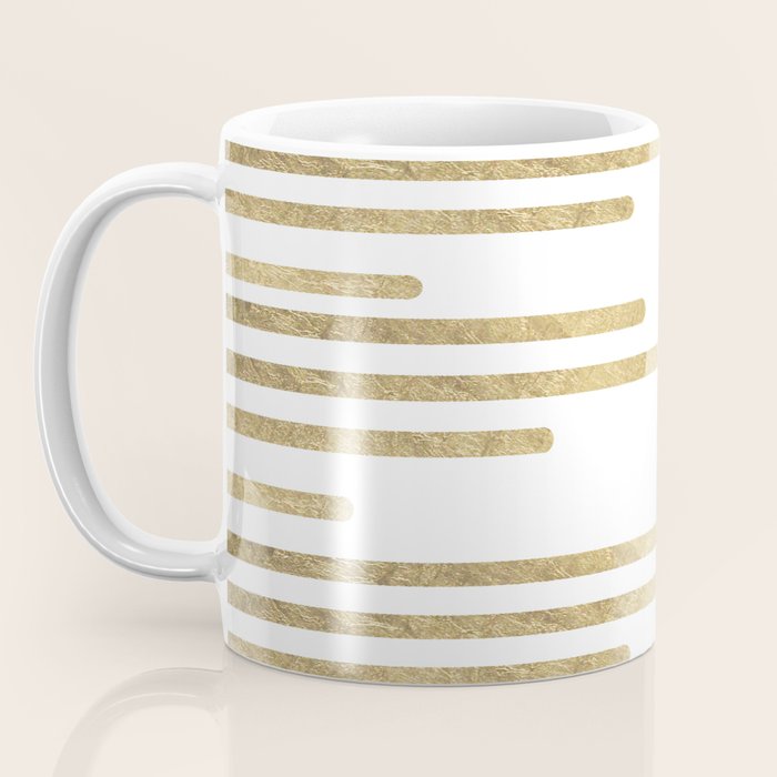 Abstract minimalist white gold geometrical lines Coffee Mug Gallery Image 3