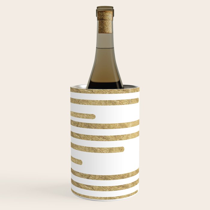 Abstract minimalist white gold geometrical lines Wine Chiller Gallery Image 2