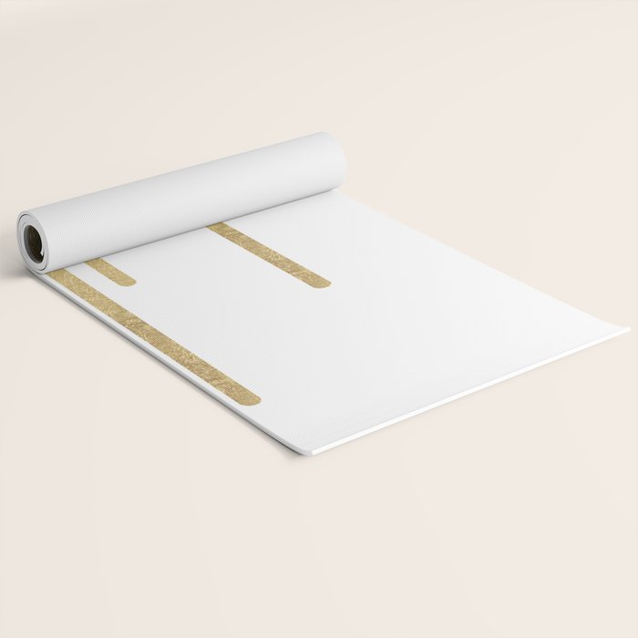Abstract minimalist white gold geometrical lines Yoga Mat Gallery Image 2