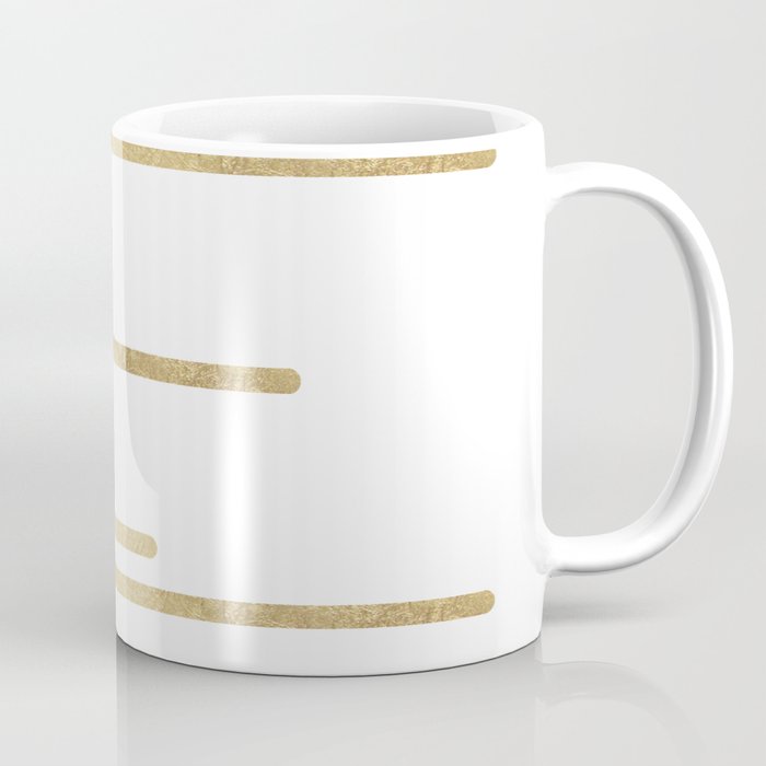 Abstract minimalist white gold geometrical lines Coffee Mug Gallery Image 1