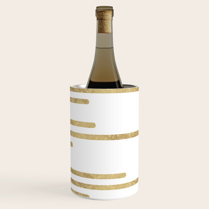 Abstract minimalist white gold geometrical lines Wine Chiller Gallery Image 1