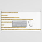 Abstract minimalist white gold geometrical lines Desk Mat Gallery Image 1
