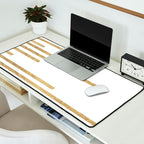 Abstract minimalist white gold geometrical lines Desk Mat Gallery Image 2
