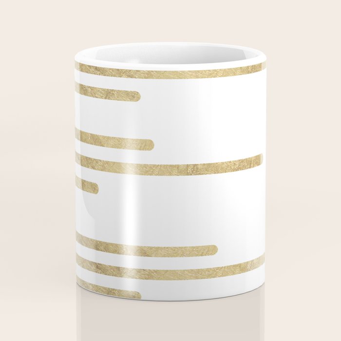 Abstract minimalist white gold geometrical lines Coffee Mug Gallery Image 4
