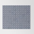 Nouveau Spanish Tile Pattern in Nautical Navy Blue and White Throw Blanket Gallery Image 2