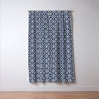 Nouveau Spanish Tile Pattern in Nautical Navy Blue and White Window Curtain Gallery Image 3
