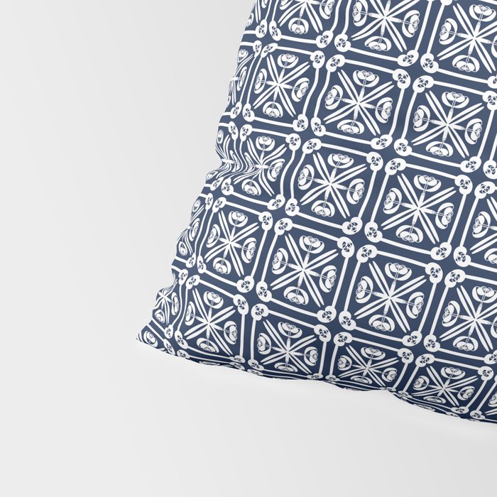 Nouveau Spanish Tile Pattern in Nautical Navy Blue and White Pillow Sham Gallery Image 4