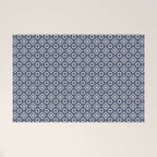 Nouveau Spanish Tile Pattern in Nautical Navy Blue and White Welcome Mat Gallery Image 1
