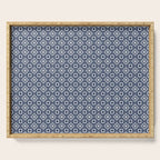 Nouveau Spanish Tile Pattern in Nautical Navy Blue and White Serving Tray Gallery Image 1