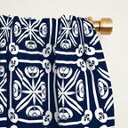 Nouveau Spanish Tile Pattern in Nautical Navy Blue and White Window Curtain Gallery Image 2