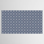Nouveau Spanish Tile Pattern in Nautical Navy Blue and White Tablecloth Gallery Image 2