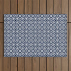 Nouveau Spanish Tile Pattern in Nautical Navy Blue and White Outdoor Rug Gallery Image 1