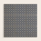 Nouveau Spanish Tile Pattern in Nautical Navy Blue and White Wood Wall Art Gallery Image 1