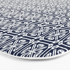 Nouveau Spanish Tile Pattern in Nautical Navy Blue and White Bath Mat Gallery Image 3