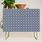 Nouveau Spanish Tile Pattern in Nautical Navy Blue and White Credenza Gallery Image 1