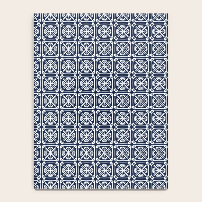 Nouveau Spanish Tile Pattern in Nautical Navy Blue and White Notebook Gallery Image 4