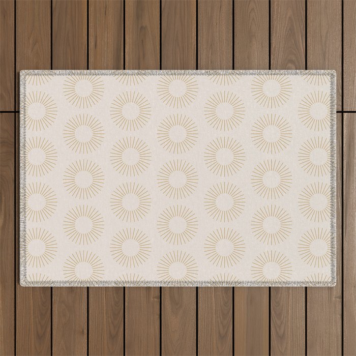 Minimalist Sunray Pattern XIV Natural Neutral Outdoor Rug Gallery Image 1