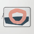 Mid Century Modern Abstract Minimalist Shapes Teal Blue Salmon Pink Laptop Sleeve Gallery Image 1
