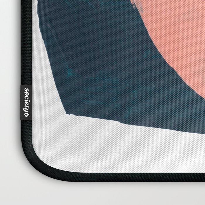 Mid Century Modern Abstract Minimalist Shapes Teal Blue Salmon Pink Laptop Sleeve Gallery Image 3