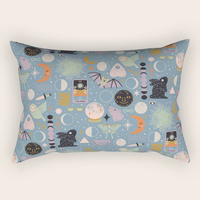 Lunar Pattern: Blue Moon Rectangular Pillow Gallery Image 2
