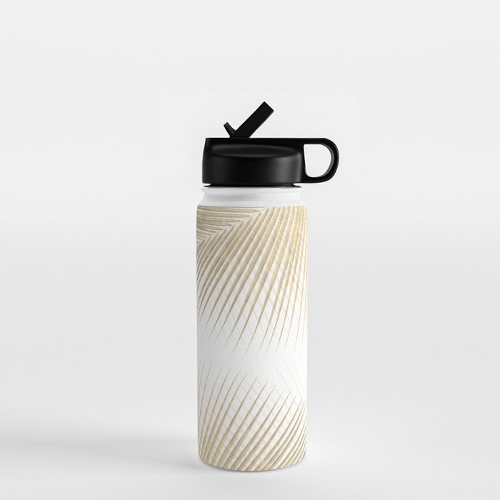 Palm leaf synchronicity - gold Water Bottle Gallery Image 1