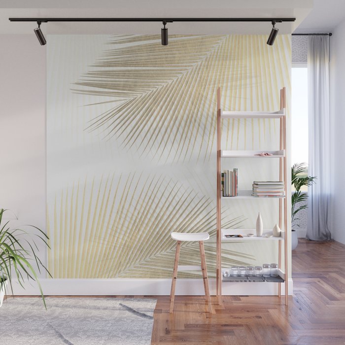 Palm leaf synchronicity - gold Wall Mural Gallery Image 1