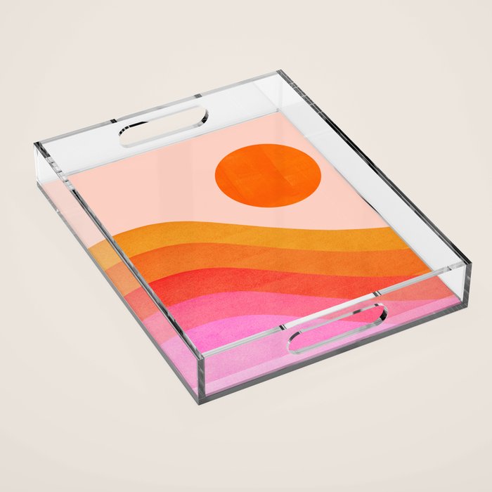 Abstraction_SUNSET_OCEAN_COLOR_POP_ART_Minimalism_009D Acrylic Tray Gallery Image 1