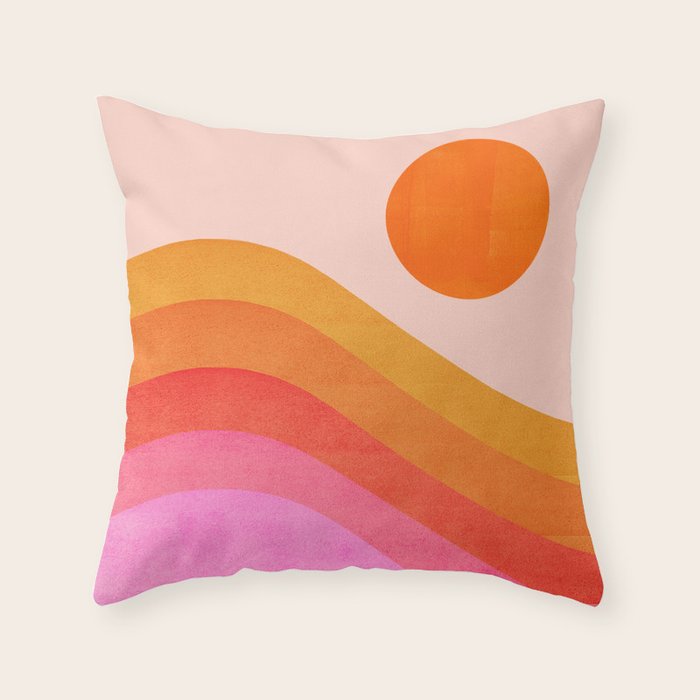 Abstraction_SUNSET_OCEAN_COLOR_POP_ART_Minimalism_009D Throw Pillow Gallery Image 6