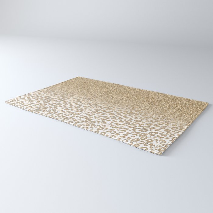 Trendy Gold Glitter and Leopard Print Gradient Rug Gallery Image 3