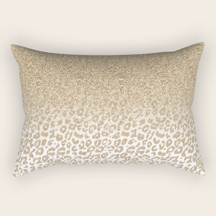 Trendy Gold Glitter and Leopard Print Gradient Rectangular Pillow Gallery Image 2