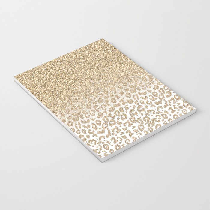 Trendy Gold Glitter and Leopard Print Gradient Notebook Gallery Image 3