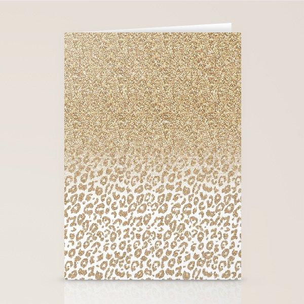 Trendy Gold Glitter and Leopard Print Gradient Stationery Card Gallery Image 2