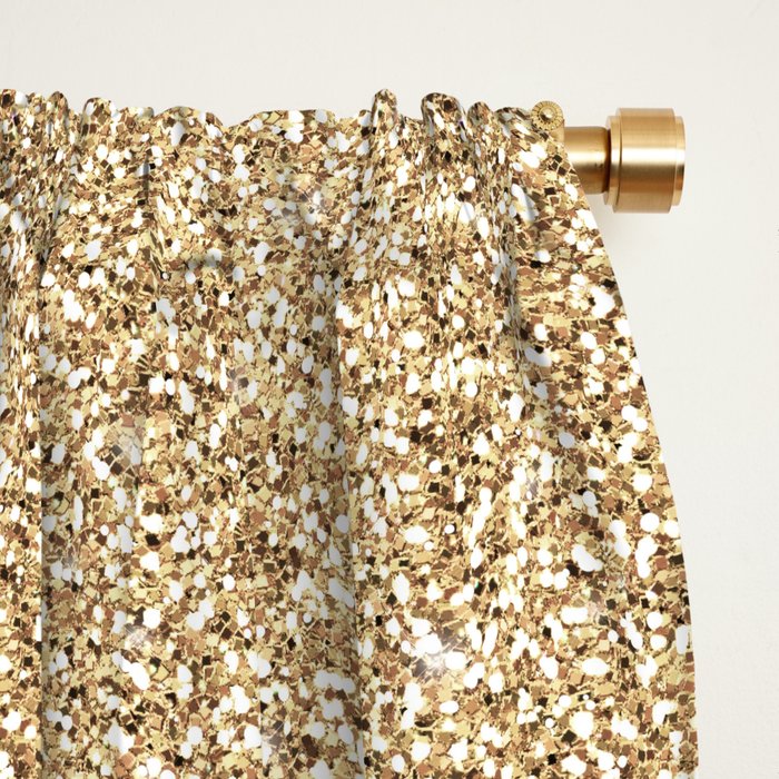 Trendy Gold Glitter and Leopard Print Gradient Window Curtain Gallery Image 2
