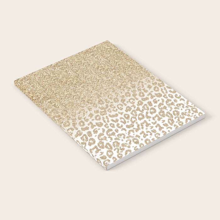 Trendy Gold Glitter and Leopard Print Gradient Notebook Gallery Image 1