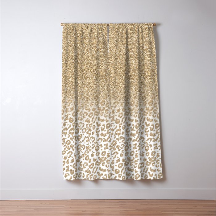 Trendy Gold Glitter and Leopard Print Gradient Window Curtain Gallery Image 3