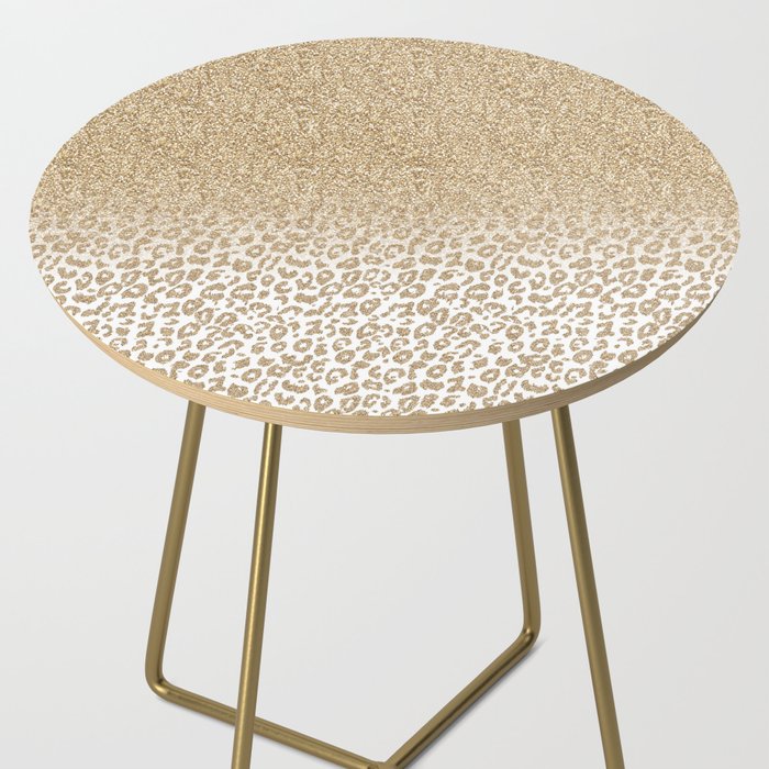 Trendy Gold Glitter and Leopard Print Gradient Side Table Gallery Image 2