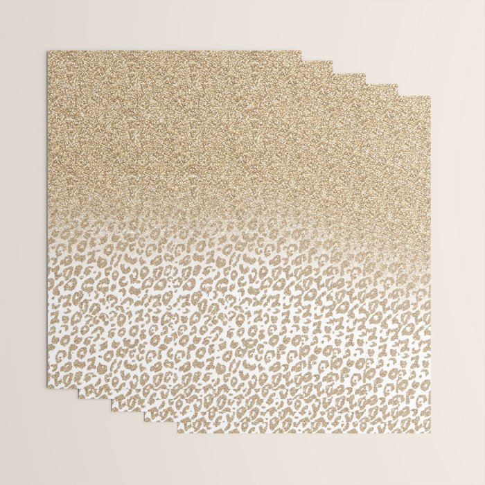 Trendy Gold Glitter and Leopard Print Gradient Wrapping Paper Gallery Image 3