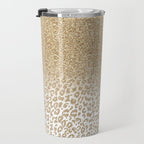Trendy Gold Glitter and Leopard Print Gradient Travel Mug Gallery Image 3