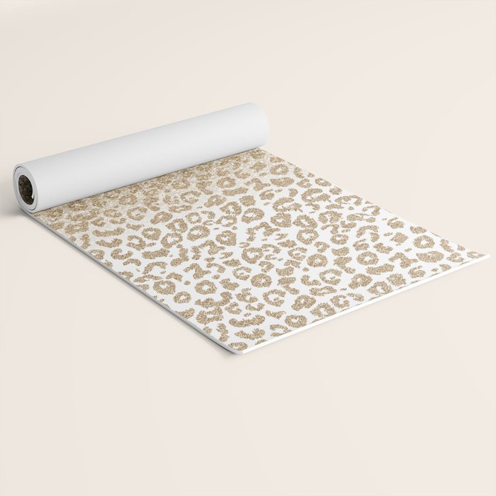 Trendy Gold Glitter and Leopard Print Gradient Yoga Mat Gallery Image 2