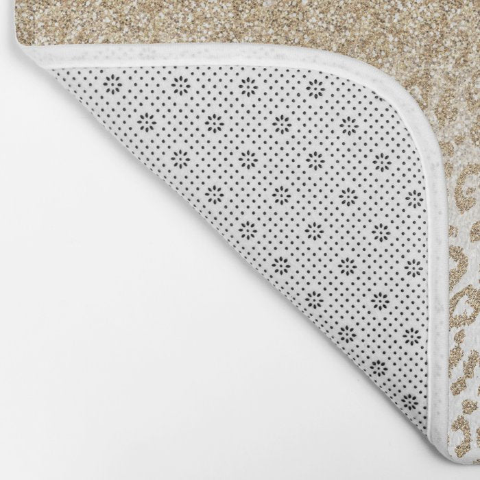 Trendy Gold Glitter and Leopard Print Gradient Bath Mat Gallery Image 2