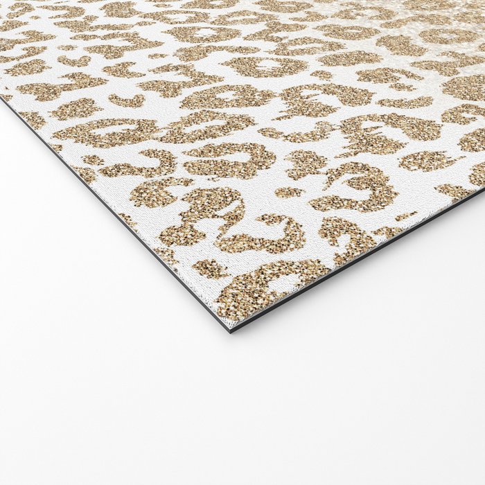 Trendy Gold Glitter and Leopard Print Gradient Welcome Mat Gallery Image 2